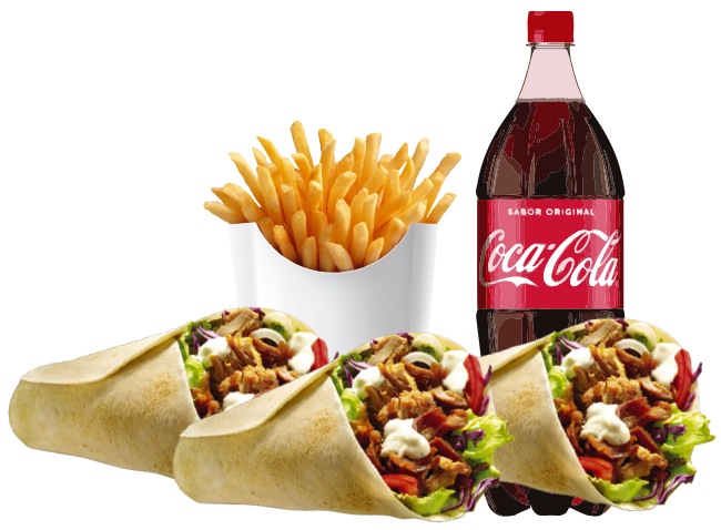 Menú 13 3 Dürüms + Refresco 1,25 L. + Patatas