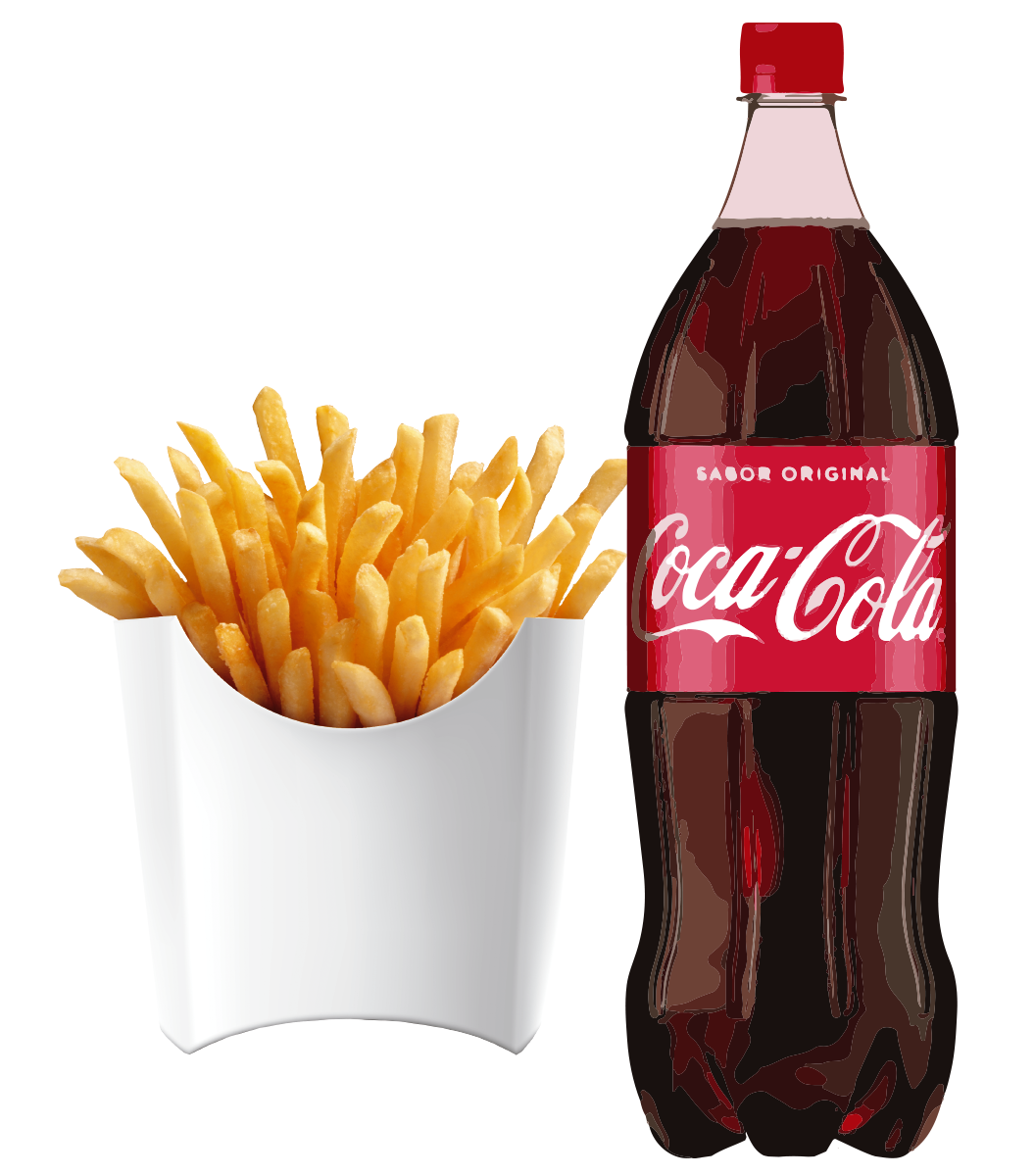Oferta Mediodía en pedidos superiores a 19€ 1 Coca-cola 1,25 L. o 1 Patatas