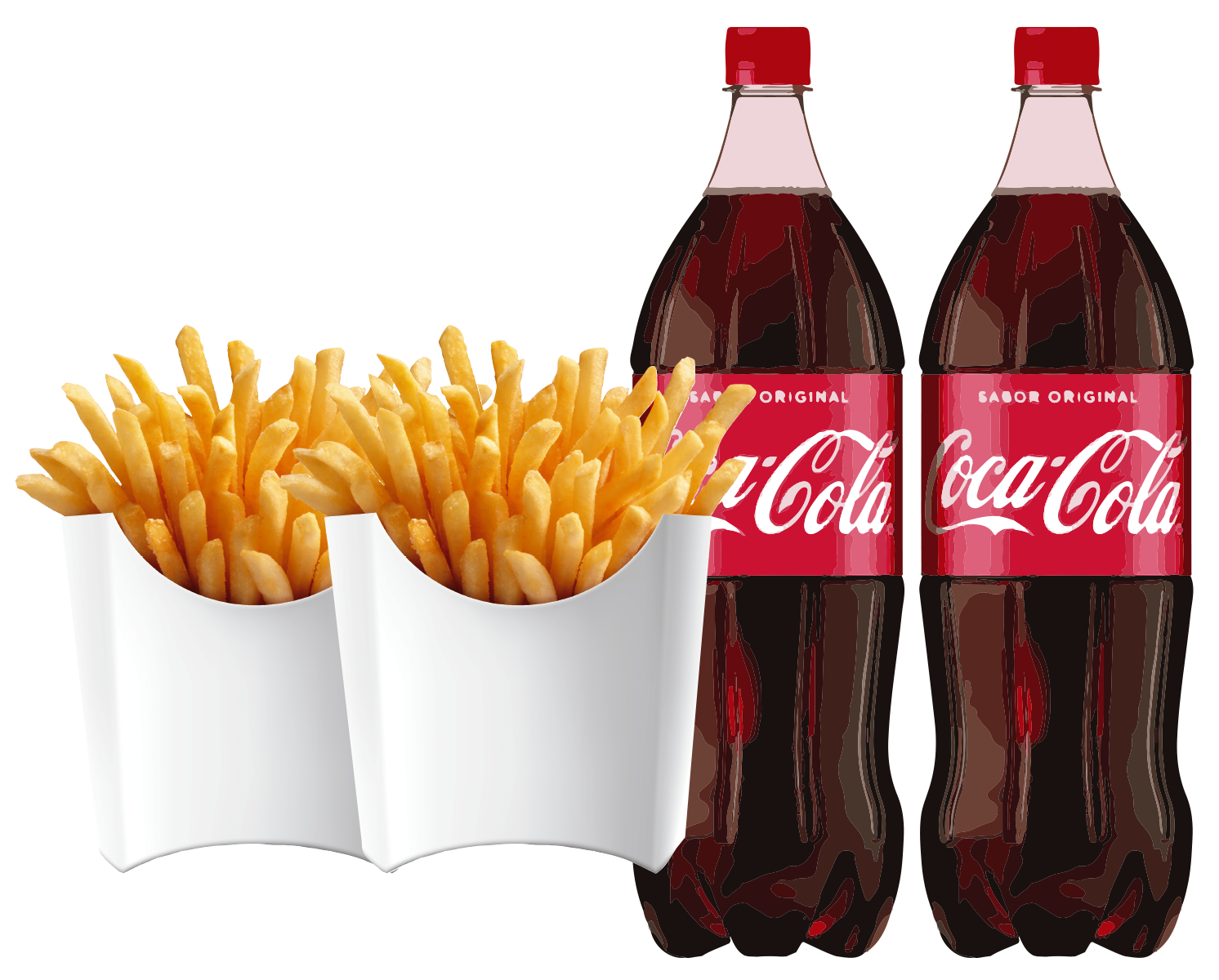 Oferta Todos los días en pedidos superiores a 29€ 2 Coca-cola 1,25 L. o 2 Patatas